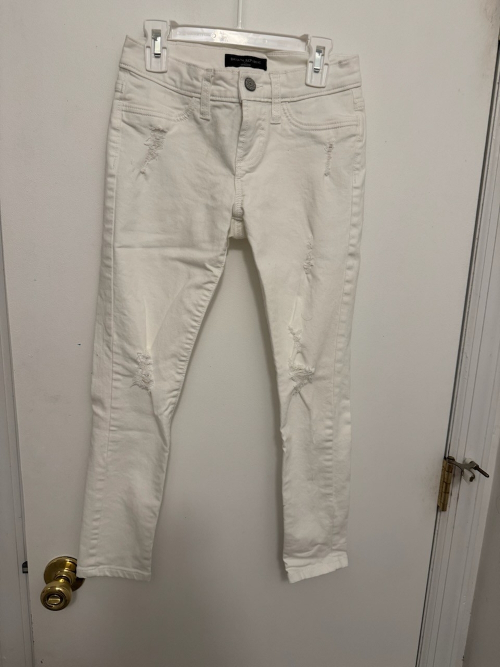 Banana Republic White Distressed Skinny Jeans